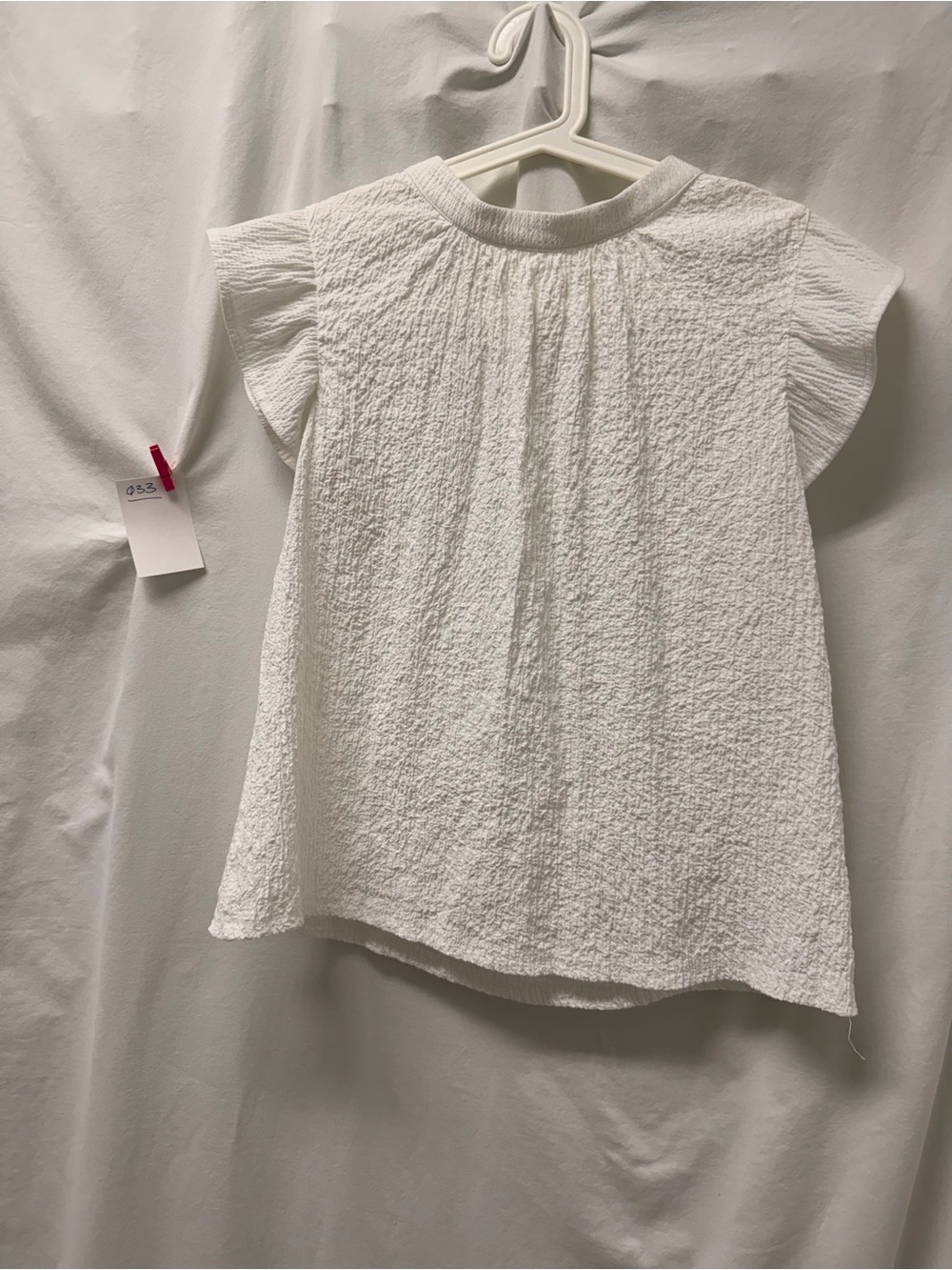 THML White Textured Flutter Sleeve Top